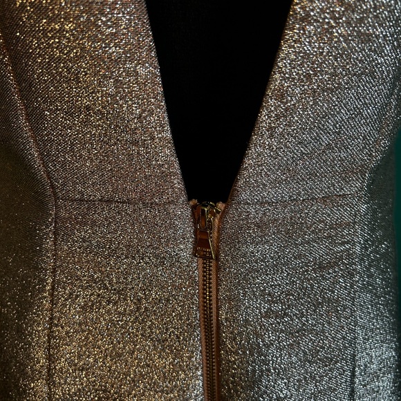 EXPRESS Metallic Rose Gold Mini Sheath Dress OPEN BACK size 8. ID# 400439 - Picture 6 of 6
